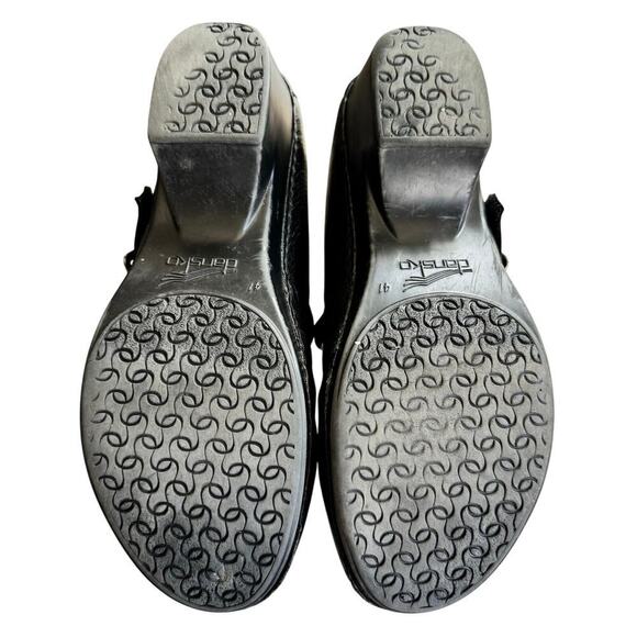 Dansko Tina Leather Black Mary Jane Wedge Clogs Size 41 / US 10.5-11 - Picture 4 of 9